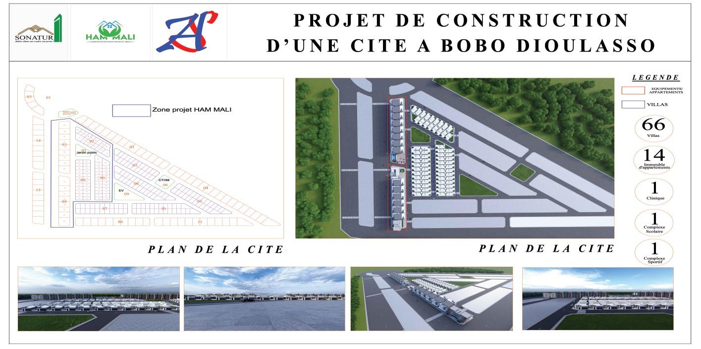 Plan masse de la cité à Bobo Dioulasso
